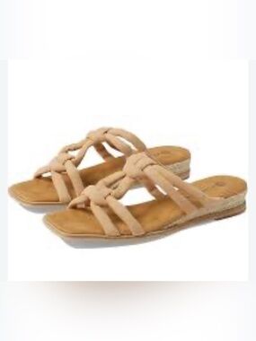 Eric Michael Braided Hope Slide Sandals in Beige size 7